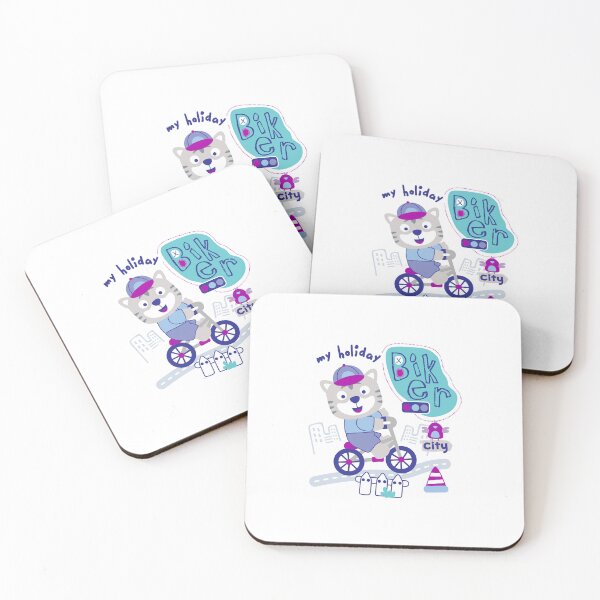 Item preview, cute cat biker, cute cat riding on bike, cartoon cat rider designed and sold by GreyStanzione1.