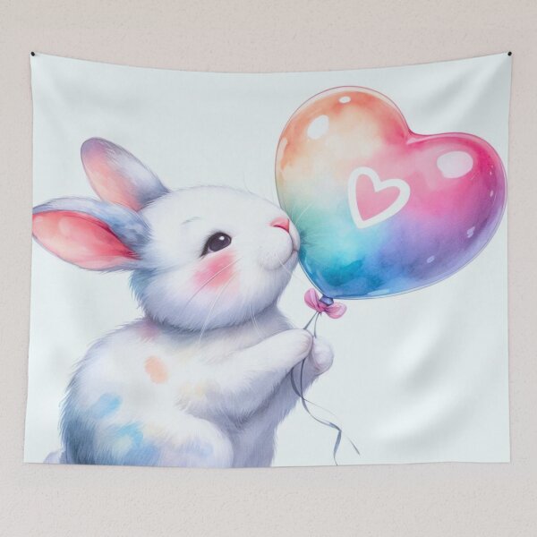 Item preview, Heart balloon and rabbit. designed and sold by growing-mom.
