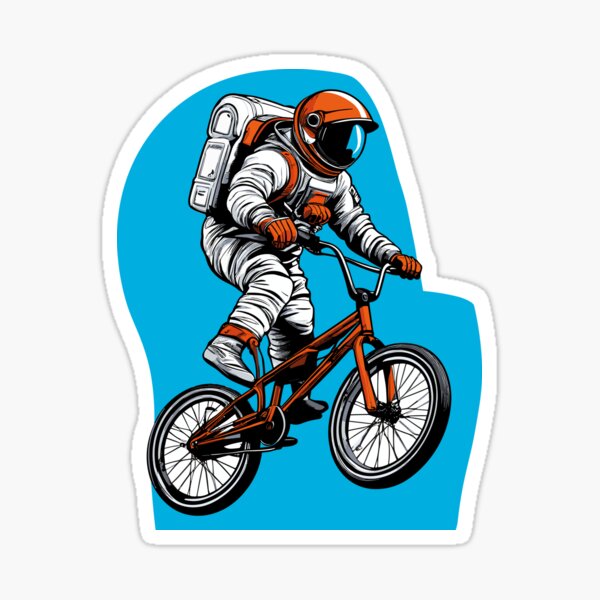 Item preview, BMX Athlete Astronaut Sticker designed and sold by PrintyArts.