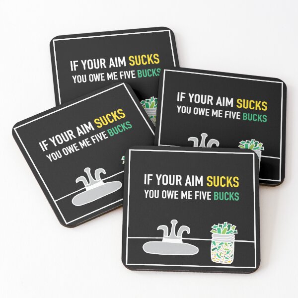 Item preview, Bathroom Decoration - Black Background - If Your Aim Sucks, You Owe Me Five Bucks! designed and sold by Tim Veiga.