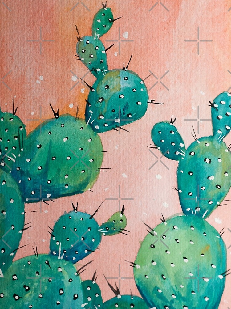 Desert cactus watercolor painting by RedFinchDesigns