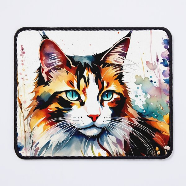 Item preview, Watercolor floral calico cat designed and sold by RiverAquarius.