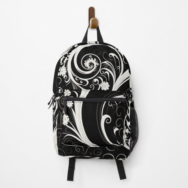 Item preview, Monochrome Blooms Unfurl: Captivating Swirls Dance with Floral Grace designed and sold by Karma-n-Chaos.