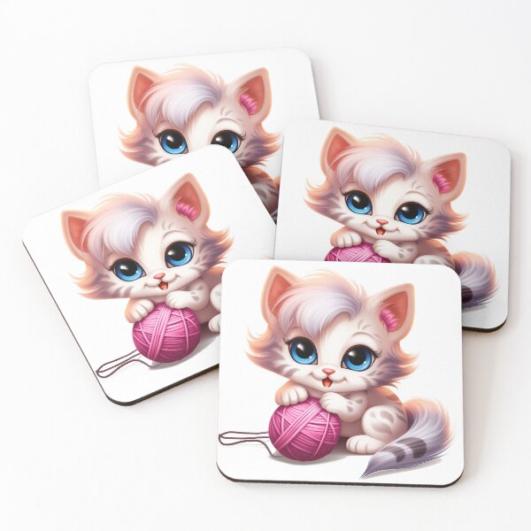 Item preview, Kitten playing with a yarn ball designed and sold by AnimalsCartoon.