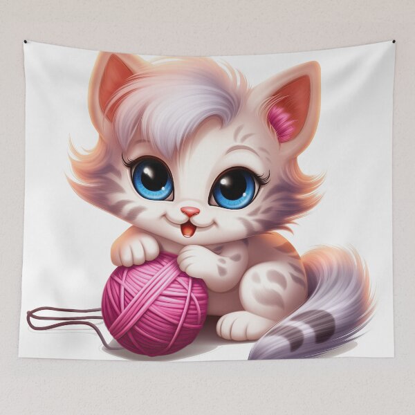 Item preview, Kitten playing with a yarn ball designed and sold by AnimalsCartoon.
