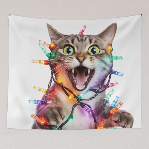 Item preview, Cat Christmas Lights Tangled Up In Tree Holiday designed and sold by ZedOhEe.