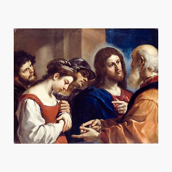 Item preview, Guercino Obra maestra Escena de adulterio Clásico Lámina artística designed and sold by TheSoulOfArt.