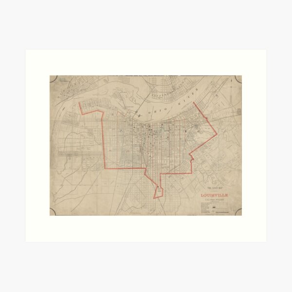 Item preview, Vintage Map of Louisville KY (1880) designed and sold by BravuraMedia.