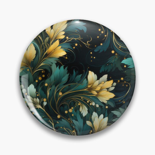 Artikelvorschau, Grünes und goldenes, verträumtes Tempera-Decoupage-nahtloses Muster entworfen und verkauft von MiraCleAI.