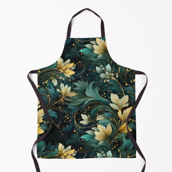 Aperçu de l'œuvre Modèle sans couture de découpage tempera rêveur vert et or créée et vendue par MiraCleAI.