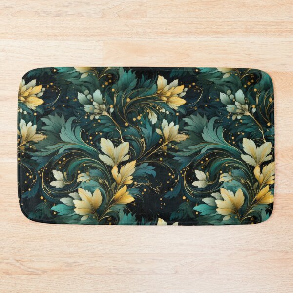 Item preview, Green and gold dreamy tempera decoupage seamless pattern designed and sold by MiraCleAI.