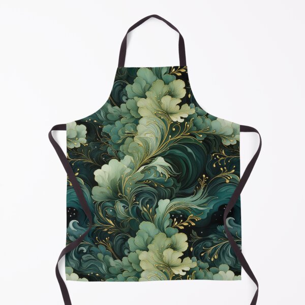 Aperçu de l'œuvre Modèle sans couture de découpage tempera rêveur vert et or créée et vendue par MiraCleAI.