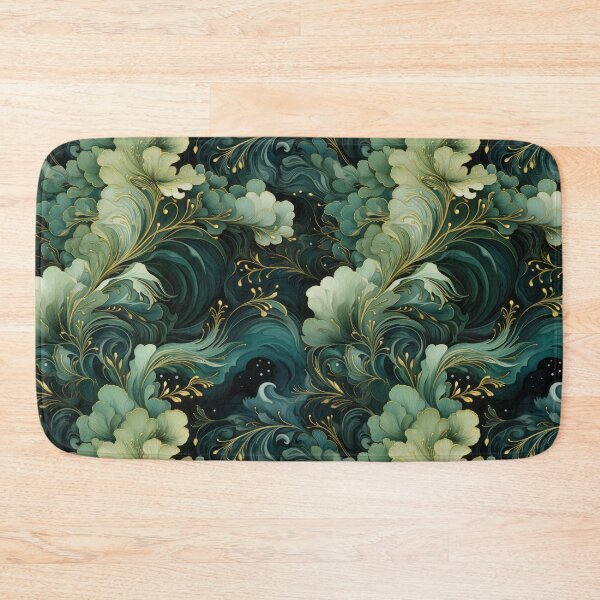 Item preview, Green and gold dreamy tempera decoupage seamless pattern designed and sold by MiraCleAI.