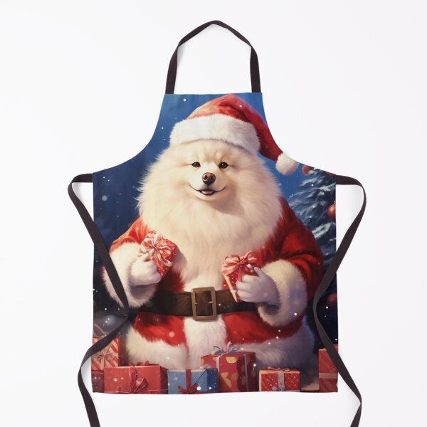 Item preview, White fluffy dog dressed like Santa Claus designed and sold by exitbird.