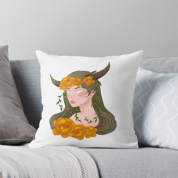 Item preview, Esoteric print with girl and peonies. Magical art with girl and flowers. Girl with horns.Taurus girl.Zodiac sign.Humanization of Taurus.  designed and sold by Anhen-new-style.