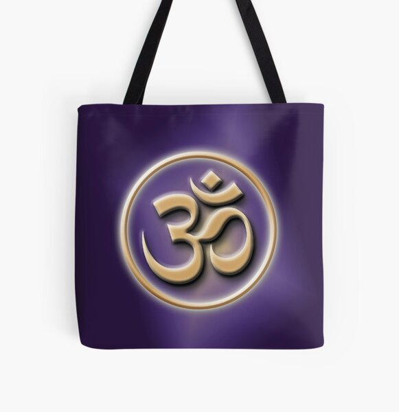 Purple & Gold Om All Over Print Tote Bag