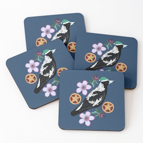 Item preview, Christmas Australian Magpie Geraldton Wax Flowers Fruit Mince pie  designed and sold by Lozzie Eliza Designs.