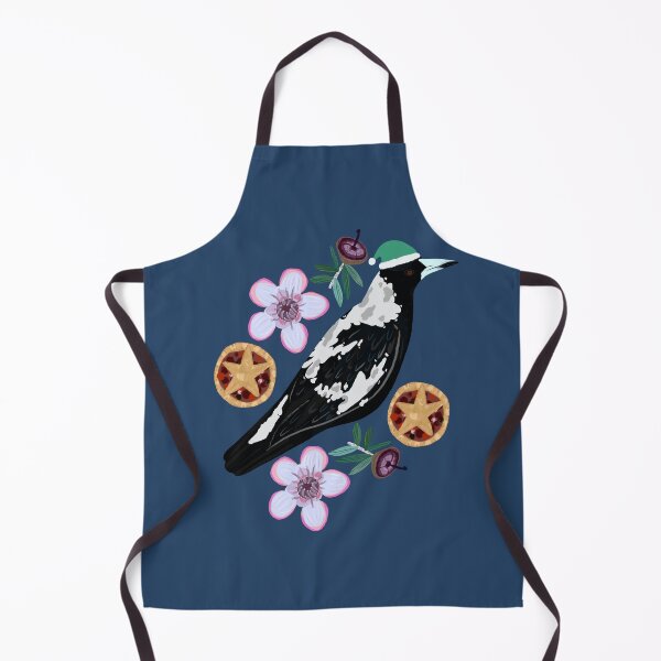 Item preview, Christmas Australian Magpie Geraldton Wax Flowers Fruit Mince pie designed and sold by Lozzie Eliza Designs.