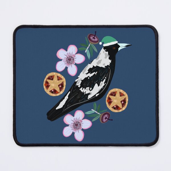 Item preview, Christmas Australian Magpie Geraldton Wax Flowers Fruit Mince pie designed and sold by Lozzie Eliza Designs.