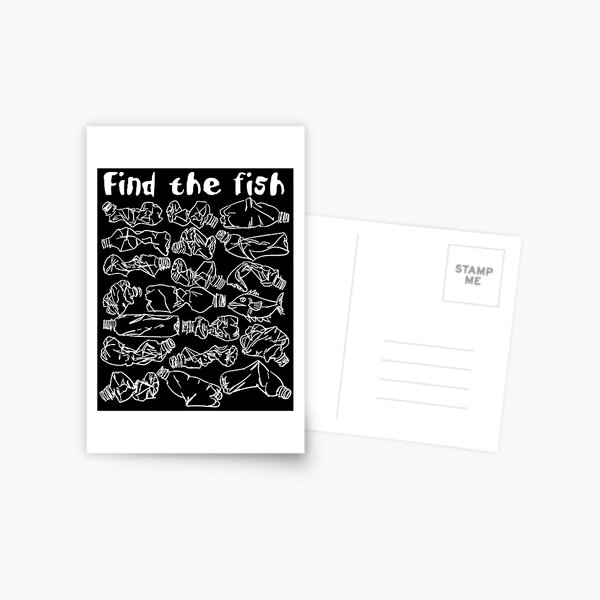 Find the fish and save the ocean from plastic pollution Postcard for Sale  by Chilli-Design