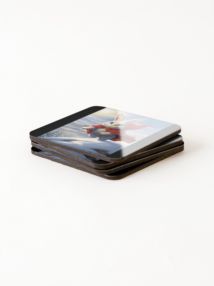 Thumbnail 4 of 5, Coasters (Set of 4), White Rabbit In Sky designed and sold by Timothystore-.
