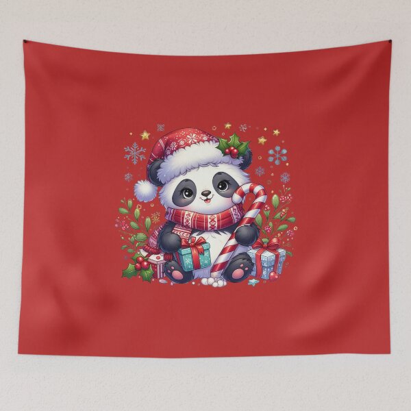 Item preview, Christmas Panda with Santa Hat and Scarf | Christmas Animal Art for Animal Lovers and Panda Lovers Cute designed and sold by FestivePalette.