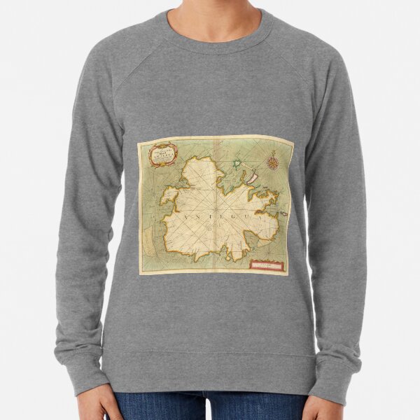 Vintage Map of Antigua (1702) Lightweight Sweatshirt