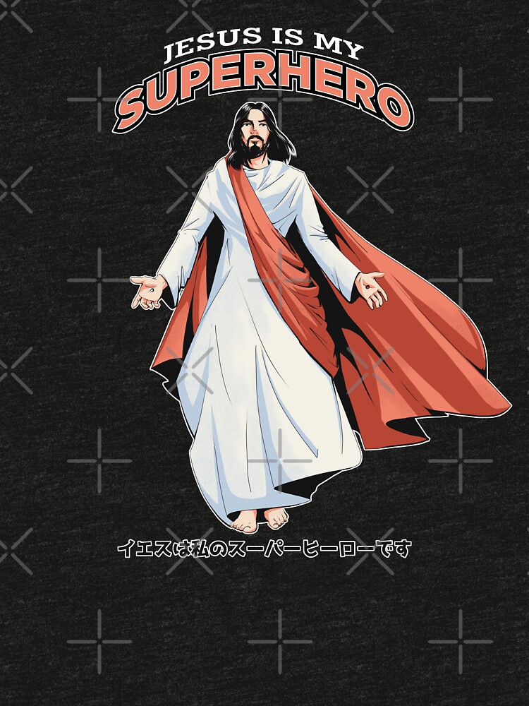 Thumbnail 7 of 7, Tri-blend T-Shirt, Jesus Is My Superhero - Christian Manga designed and sold by ChristlikeMerch.