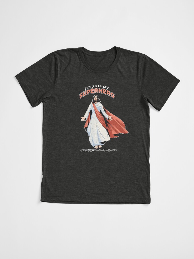Thumbnail 3 of 7, Tri-blend T-Shirt, Jesus Is My Superhero - Christian Manga designed and sold by ChristlikeMerch.