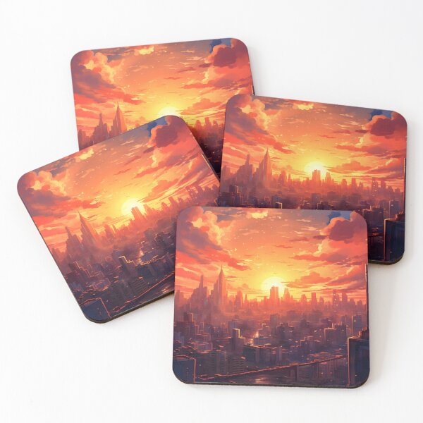 Item preview, Cityscape Glow: A Vibrant Watercolor Sunset designed and sold by Shirtastically.