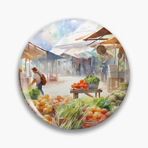 Item preview, Bustling Bazaar: Lively Farmer's Market in Watercolor designed and sold by Shirtastically.
