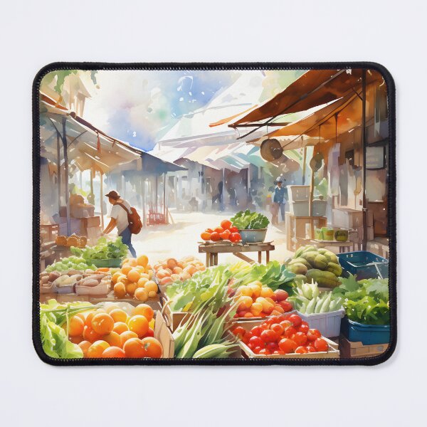 Item preview, Bustling Bazaar: Lively Farmer's Market in Watercolor designed and sold by Shirtastically.