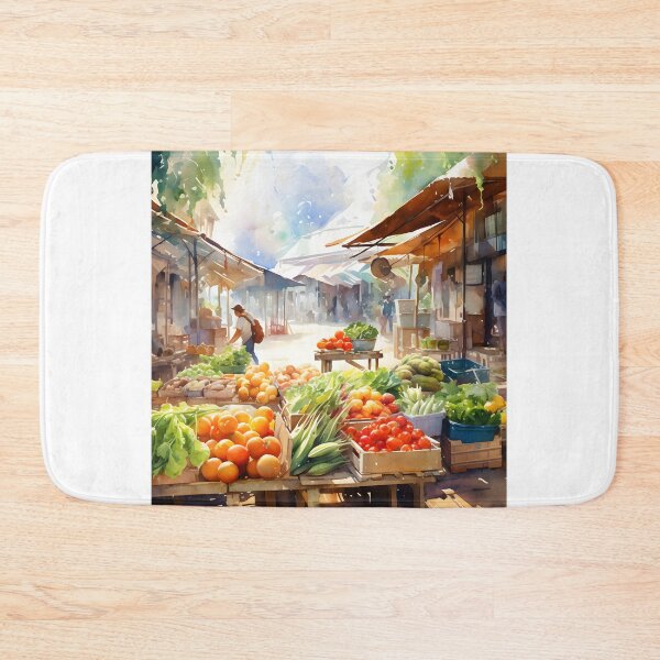 Item preview, Bustling Bazaar: Lively Farmer's Market in Watercolor designed and sold by Shirtastically.