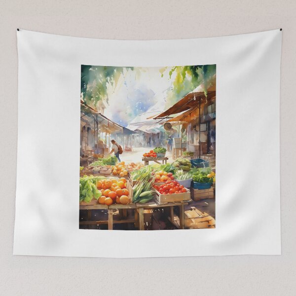 Item preview, Bustling Bazaar: Lively Farmer's Market in Watercolor designed and sold by Shirtastically.
