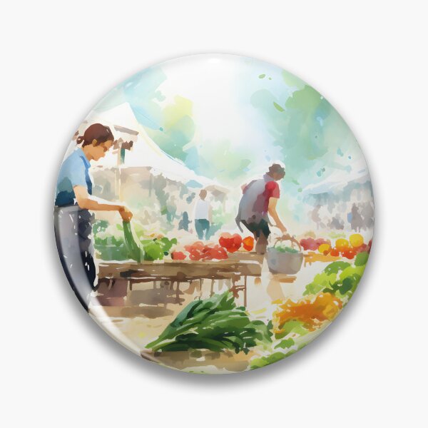 Item preview, Market Melodies: A Lively Watercolor Masterpiece designed and sold by Shirtastically.