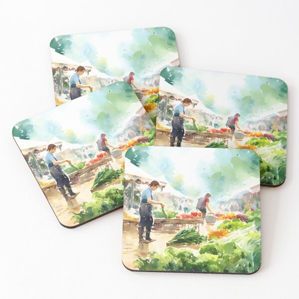 Item preview, Market Melodies: A Lively Watercolor Masterpiece designed and sold by Shirtastically.