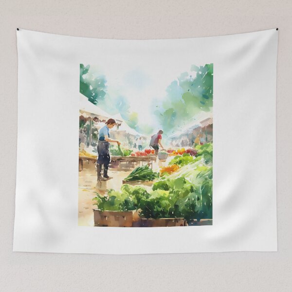 Item preview, Market Melodies: A Lively Watercolor Masterpiece designed and sold by Shirtastically.