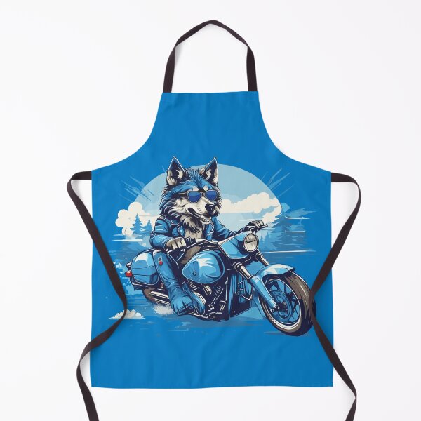 Item preview, Monochrome blue wolf on a motorcycle designed and sold by twisted-dot.