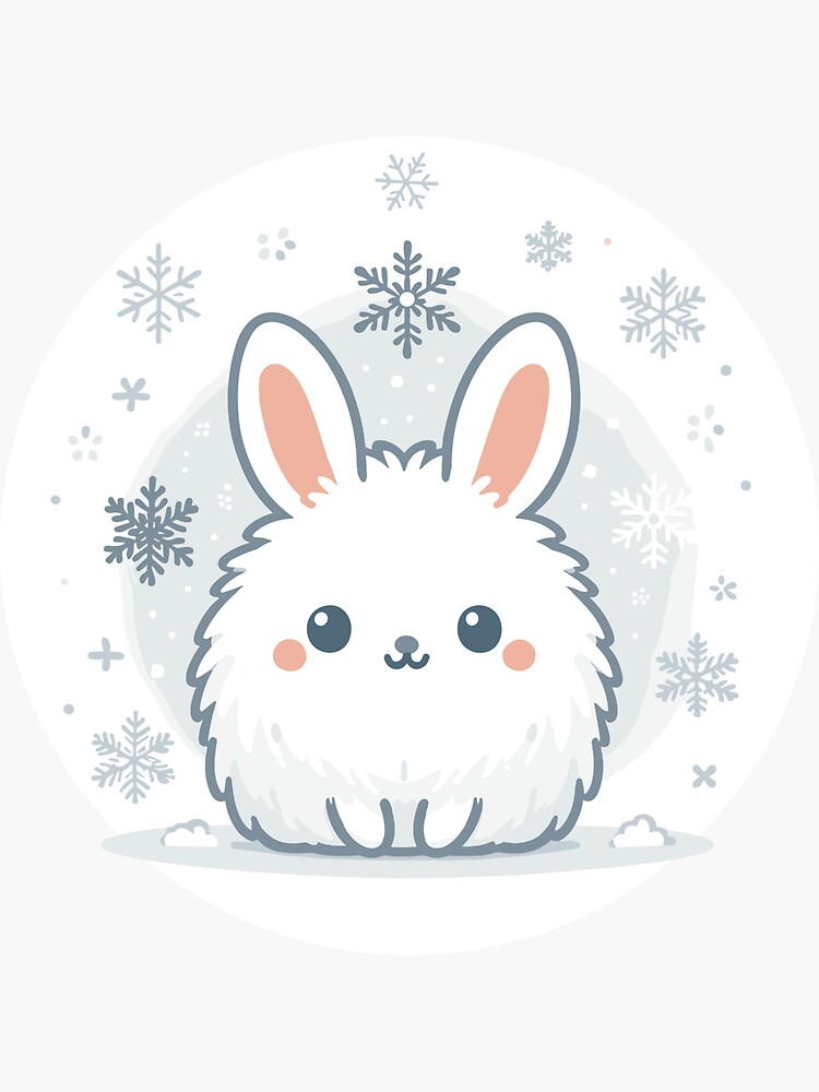 Thumbnail 3 of 3, Sticker, A Winter Wonderland Rabbit Kawaii style designed and sold by hidden-design.