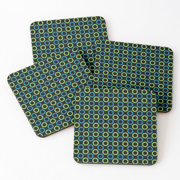Item preview, Black Blue Green Geomerc Polka Dot Octagons Modern Honeycomb Pattern designed and sold by PenguinForests.
