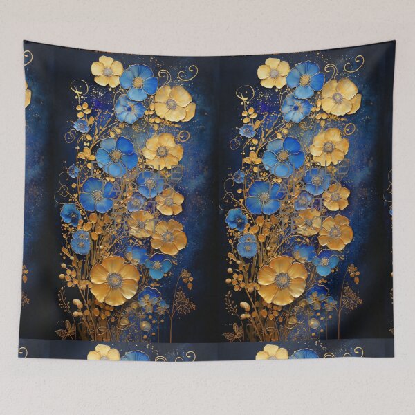 Item preview, Blue and gold Flower Arrangement designed and sold by 3po3.