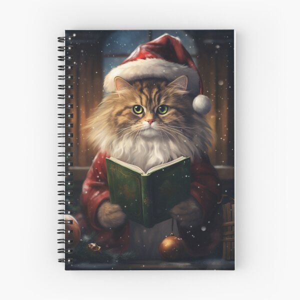 Item preview, The Christmas cat with Santa hat reading a book designed and sold by exitbird.