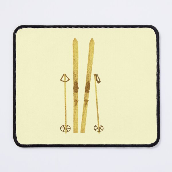 Item preview, Vintage Gold Skis Ski Cream Illustration designed and sold by pink-cowboy.