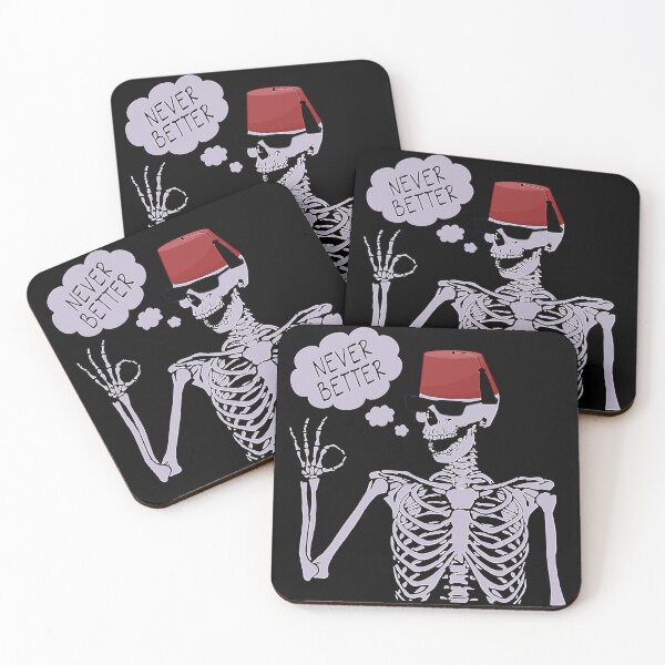 Item preview, The Stylish Skeleton wearing a hat and pointing his finger and he says never better. designed and sold by momoworlddesign.