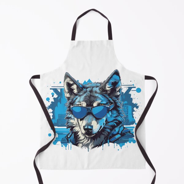 Item preview, Monochrome blue portrait of the wolf wearing sunglasses designed and sold by twisted-dot.