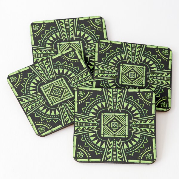 Item preview, Polynesian Radial Square - Green Version designed and sold by kspence66.