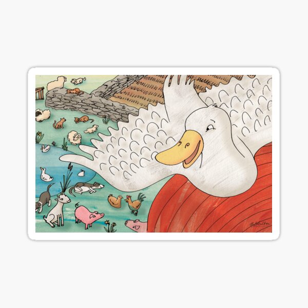 Farmyard Flying Duck Sticker