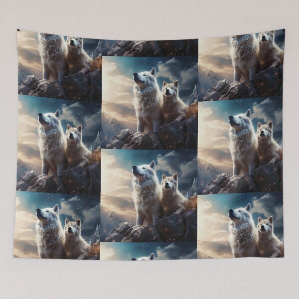 Item preview, Wolves looking at the moon designed and sold by KostasCreations.