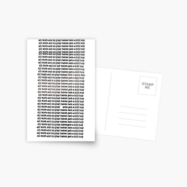 The Shining - All Work And No Play (Redrum) Postcard