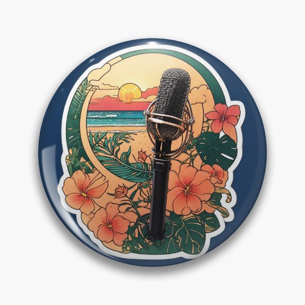 Item preview, DJ Microphone on a Sunny Beach with Hawaiian Flowers at Sunset designed and sold by NautiChic.